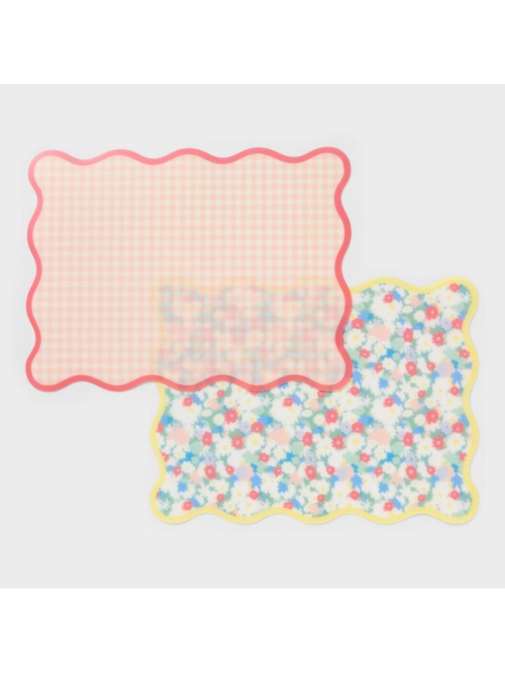 2pk Gingham and Floral Placemat Pink - Pillowfort